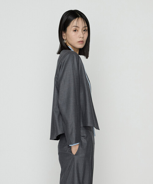 K.T KIYOKO TAKASE(キヨコタカセ)の「【セットアップ対応】ストレッチフラノノーカラージャケット(セットアップ・レディース・トップグレー/ブラック/ベージュ系その他・9号/7号)」の13枚目の写真