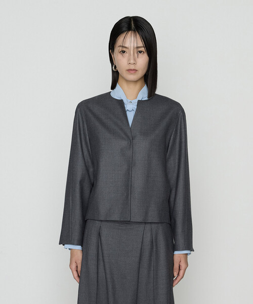 K.T KIYOKO TAKASE(キヨコタカセ)の「【セットアップ対応】ストレッチフラノノーカラージャケット(セットアップ・レディース・トップグレー/ブラック/ベージュ系その他・9号/7号)」の14枚目の写真