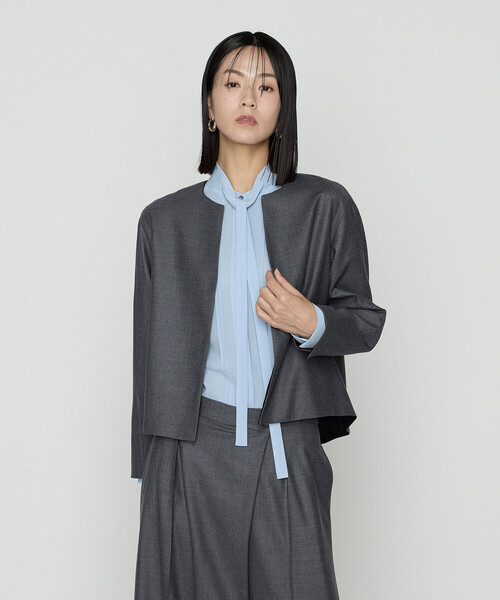 K.T KIYOKO TAKASE(キヨコタカセ)の「【セットアップ対応】ストレッチフラノノーカラージャケット(セットアップ・レディース・トップグレー/ブラック/ベージュ系その他・9号/7号)」の12枚目の写真