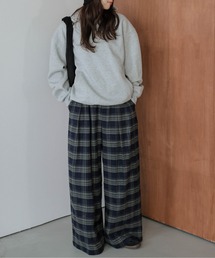 チェックルーズシルエットタックパンツ