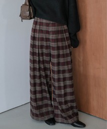 チェックルーズシルエットタックパンツ