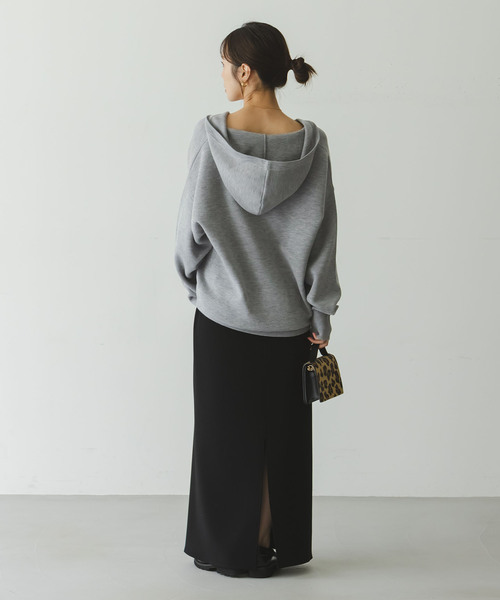 未使用！NOBLE ダークグレー フード付きニット セール】《追加》接結タック編みフードプルオーバー（ニット/セーター