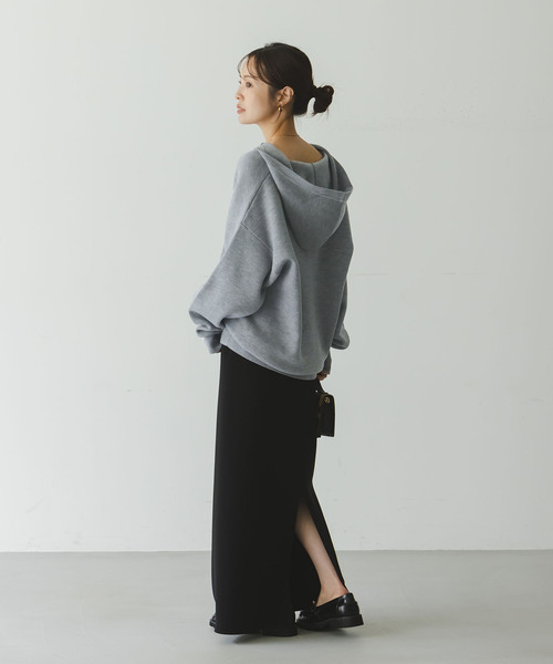 未使用！NOBLE ダークグレー フード付きニット 追加》接結タック編みフードプルオーバー（ニット/セーター）｜NOBLE