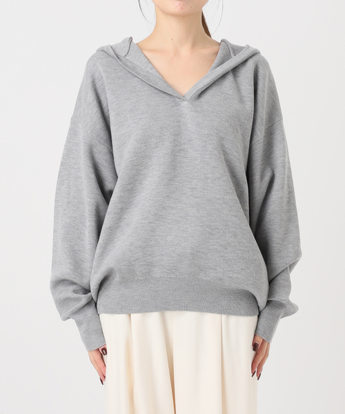 Noble（ノーブル）の「《追加》接結タック編みフードプルオーバー（ニット/セーター・レディース・ブラウン/グレー系その他/ブラック・FREE）」の9枚目の写真