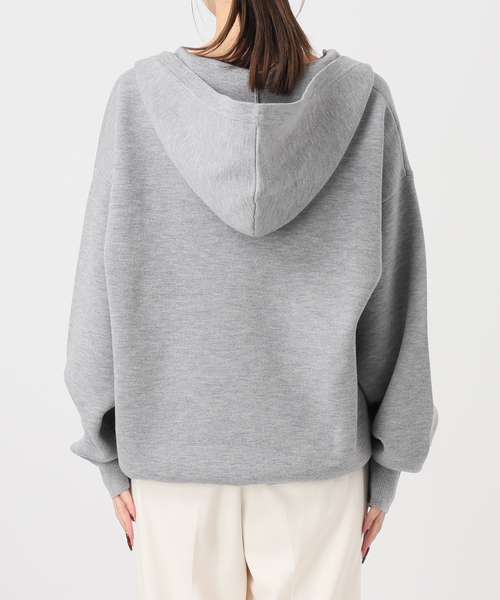 未使用！NOBLE ダークグレー フード付きニット 追加》接結タック編みフードプルオーバー（ニット/セーター）｜NOBLE
