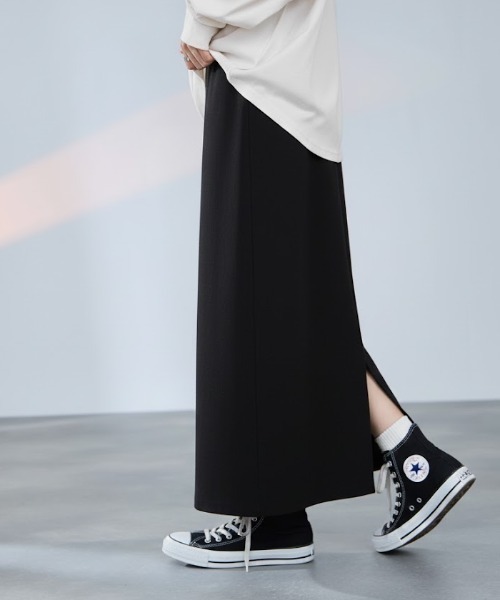 Mac-House(マックハウス)の「milli de l'air コンフィーズミラノリブナロースカート(スカート・レディース・ブラック/ダークグレー/ブラウン・L/M)」の2枚目の写真