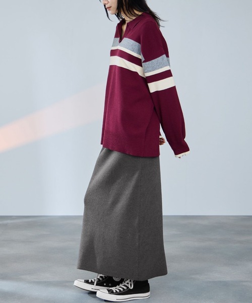 Mac-House(マックハウス)の「milli de l'air コンフィーズミラノリブナロースカート(スカート・レディース・ブラック/ダークグレー/ブラウン・L/M)」の12枚目の写真