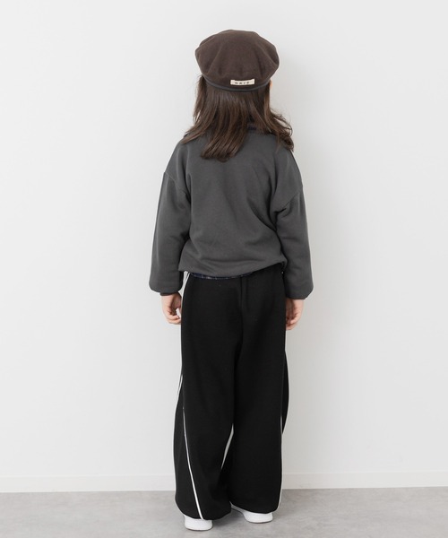 JAM & LINK（ジャムアンドリンク）の「ドライスウェット パイピング ワイドパンツ（スウェットパンツ・キッズ・ブラック/オートミール/ブラウン・100cm/110cm/120cm/130cm/140cm/150cm/160cm）」の6枚目の写真