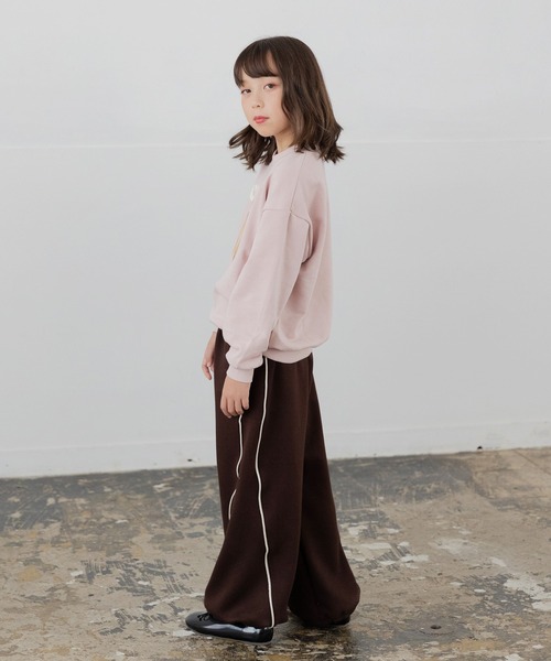 JAM & LINK（ジャムアンドリンク）の「ドライスウェット パイピング ワイドパンツ（スウェットパンツ・キッズ・ブラック/オートミール/ブラウン・100cm/110cm/120cm/130cm/140cm/150cm/160cm）」の9枚目の写真