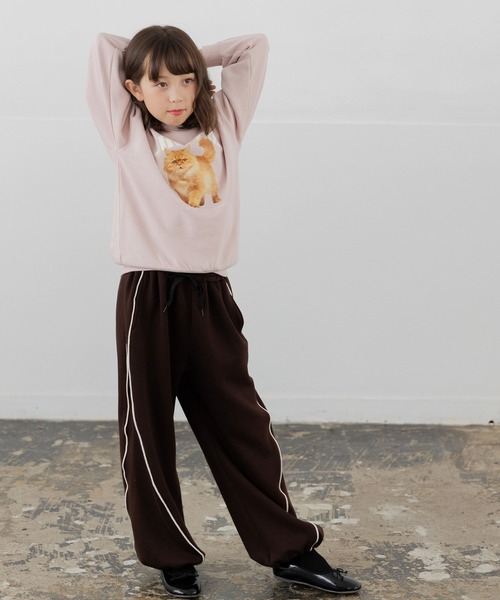 JAM & LINK（ジャムアンドリンク）の「ドライスウェット パイピング ワイドパンツ（スウェットパンツ・キッズ・ブラック/オートミール/ブラウン・100cm/110cm/120cm/130cm/140cm/150cm/160cm）」の11枚目の写真