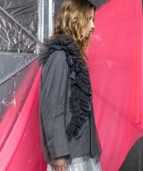 AULA AILA（アウラアイラ）の「【セットアップ着用可】リバーシブルシアージャケット（テーラードジャケット・レディース・グレー/グレイッシュベージュ/ブラック・0）」の7枚目の写真