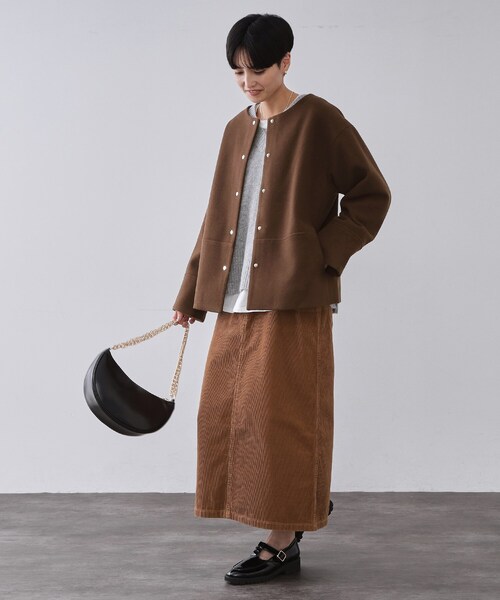 OPAQUE.CLIP（オペークドットクリップ）の「ウールライクメルトン ノーカラーコート【洗濯機OK】（ノーカラーコート・レディース・グレー/ブラック/ライトベージュ/ブラウン系その他5・36/38/40/42）」の18枚目の写真