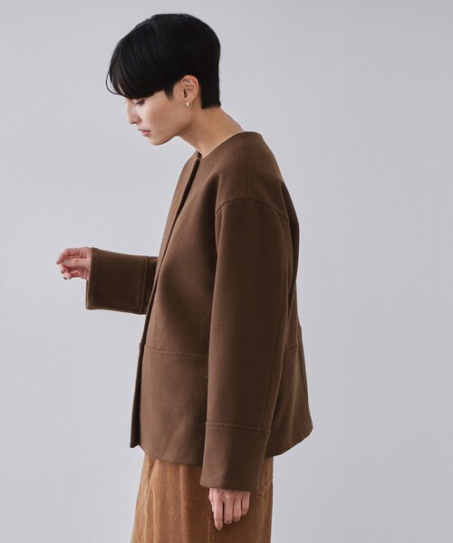 OPAQUE.CLIP（オペークドットクリップ）の「ウールライクメルトン ノーカラーコート【洗濯機OK】（ノーカラーコート・レディース・グレー/ブラック/ライトベージュ/ブラウン系その他5・36/38/40/42）」の22枚目の写真