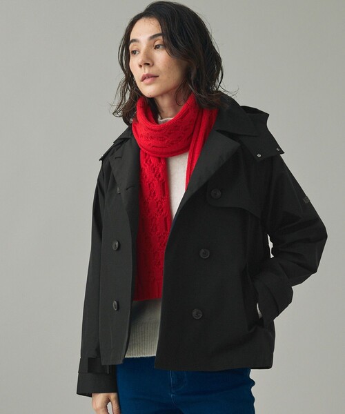 AIGLE(エーグル)の「GORE TEX ゴアテックス 防風 防水 透湿 2レイヤー ショートトレンチコート / フード脱着可(トレンチコート・レディース・バーガンディー/グレー/ブラック/アイボリー・38/36/40)」の1枚目の写真