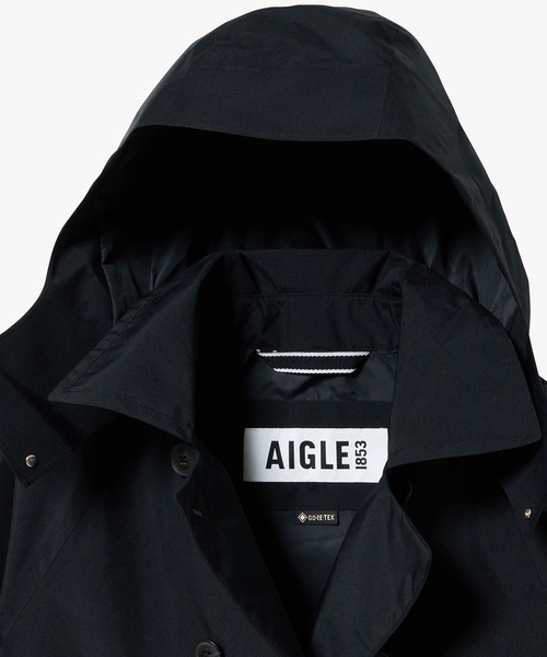 AIGLE(エーグル)の「GORE TEX ゴアテックス 防風 防水 透湿 2レイヤー ショートトレンチコート / フード脱着可(トレンチコート・レディース・バーガンディー/グレー/ブラック/アイボリー・38/36/40)」の9枚目の写真
