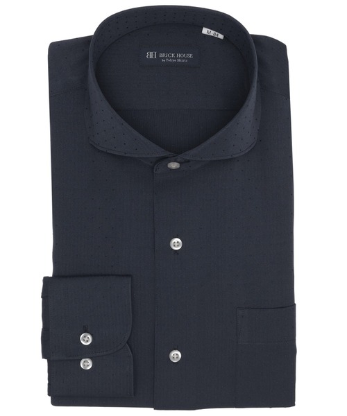 TOKYO SHIRTS(トウキョウシャツ)の「【吸水速乾】【COFREX】形態安定ノンアイロン ホリゾンタルワイド 長袖ビジネスワイシャツ(ビジネスシャツ・メンズ・ネイビー・首回り37cm-裄丈80cm/首回り39cm-裄丈80cm/首回り39cm-裄丈84cm/首回り41cm-裄丈82cm/首回り41cm-裄丈86cm/首回り42cm-裄丈82cm/首回り42cm-裄丈86cm/首回り43cm-裄丈82cm/首回り43cm-裄丈86cm)」の1枚目の写真
