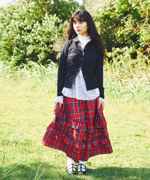 PUNYUS（プニュズ）の「レースフレアチュニック（Tシャツ/カットソー・レディース・ブラック/ホワイト・1/2/3/4）」の9枚目の写真