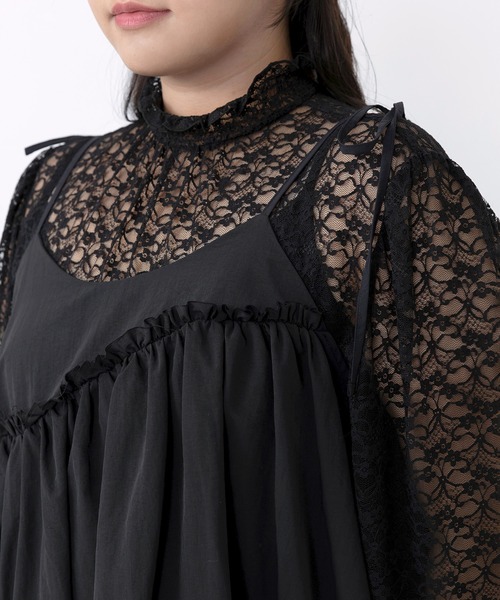 PUNYUS（プニュズ）の「レースフレアチュニック（Tシャツ/カットソー・レディース・ブラック/ホワイト・1/2/3/4）」の14枚目の写真