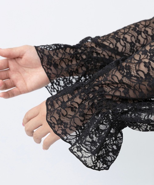 PUNYUS（プニュズ）の「レースフレアチュニック（Tシャツ/カットソー・レディース・ブラック/ホワイト・1/2/3/4）」の21枚目の写真