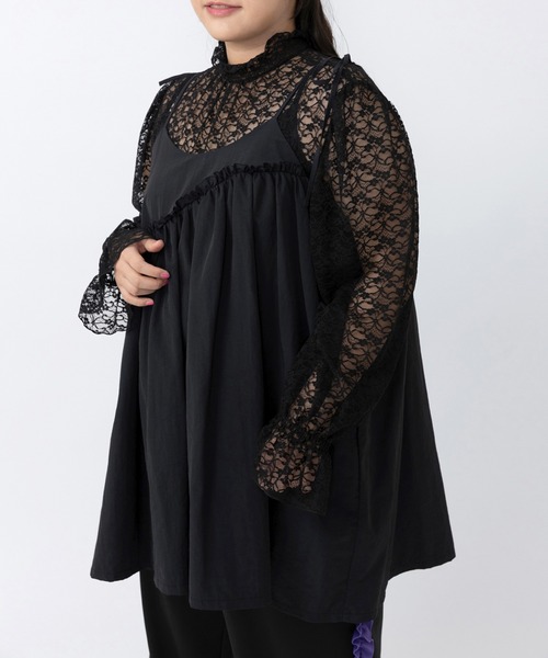 PUNYUS（プニュズ）の「レースフレアチュニック（Tシャツ/カットソー・レディース・ブラック/ホワイト・1/2/3/4）」の17枚目の写真
