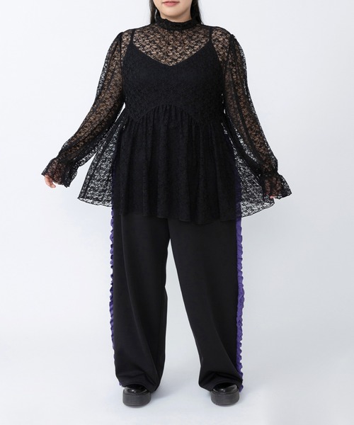 PUNYUS（プニュズ）の「レースフレアチュニック（Tシャツ/カットソー・レディース・ブラック/ホワイト・1/2/3/4）」の18枚目の写真