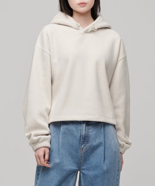 MUSINSA STANDARD WOMAN（ムシンサスタンダードウーマン）の「ウィメンズオーバーサイズポーラフリースフードパーカースウェットシャツ[アイボリー]（パーカー・レディース・その他・SMALL/MEDIUM/LARGE/X-SMALL）」の2枚目の写真