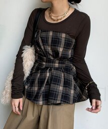 DouDou(ドゥドゥ)の起毛チェックビスチェ(その他トップス)