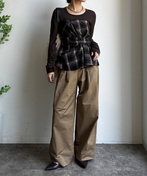 DouDou（ドゥドゥ）の「起毛チェックビスチェ（その他トップス・レディース・ブラック/キャメル・FREE）」の6枚目の写真