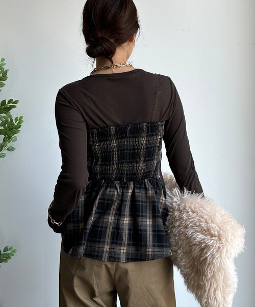 DouDou（ドゥドゥ）の「起毛チェックビスチェ（その他トップス・レディース・ブラック/キャメル・FREE）」の11枚目の写真