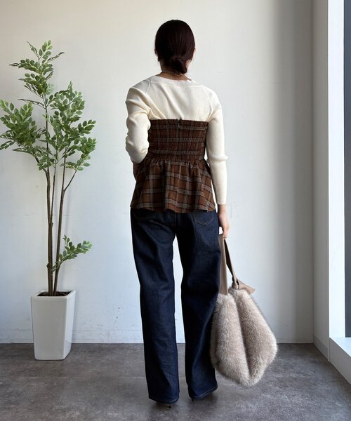 DouDou（ドゥドゥ）の「起毛チェックビスチェ（その他トップス・レディース・ブラック/キャメル・FREE）」の16枚目の写真