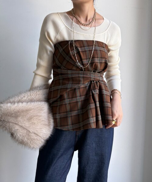 DouDou（ドゥドゥ）の「起毛チェックビスチェ（その他トップス・レディース・ブラック/キャメル・FREE）」の17枚目の写真