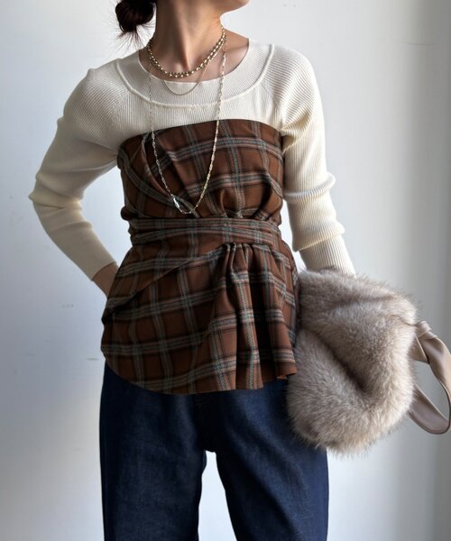 セール】起毛チェックビスチェ（その他トップス）｜DouDou（ドゥドゥ