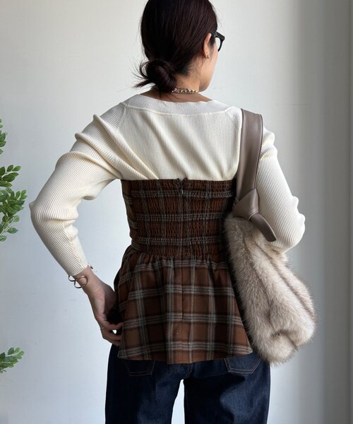 DouDou（ドゥドゥ）の「起毛チェックビスチェ（その他トップス・レディース・ブラック/キャメル・FREE）」の20枚目の写真