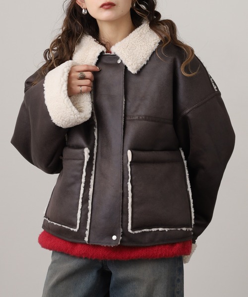 セール】フェイクムートンボンディング裏ボアジャケットブルゾン