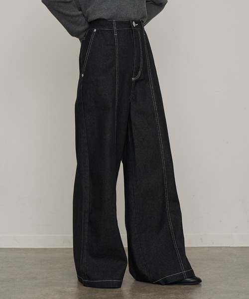 NOGLE（ノグル）の「【NOGLE/ノグル】センターシームデニム（デニムパンツ・レディース・ブラック/ブルー・S/M）」の12枚目の写真