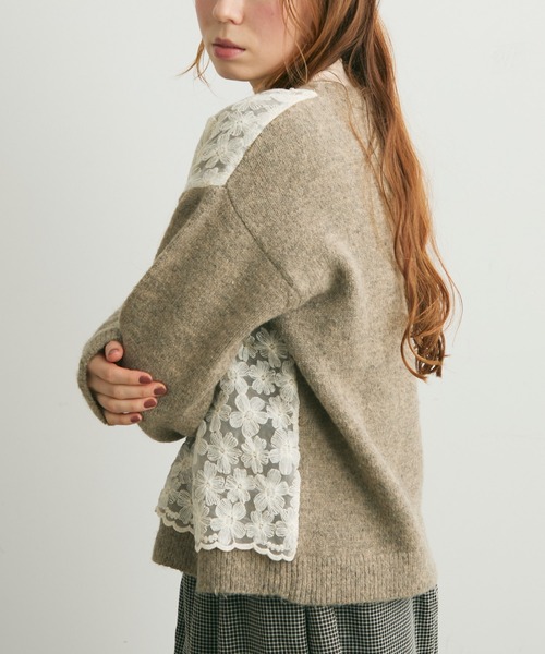Crisp（クリスプ）の「フラワーレースニットカーディガン（カーディガン/ボレロ・レディース・グレー/ブラウン・FREE）」の10枚目の写真