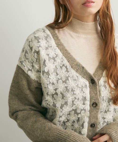 Crisp（クリスプ）の「フラワーレースニットカーディガン（カーディガン/ボレロ・レディース・グレー/ブラウン・FREE）」の11枚目の写真