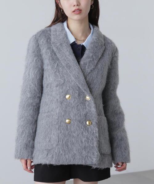 FREE'S MART（フリーズマート）の「◆〈ＭＦＭ〉シャギーダブルジャケット（テーラードジャケット・レディース・グレー/ベージュ・SMALL/MEDIUM）」の15枚目の写真