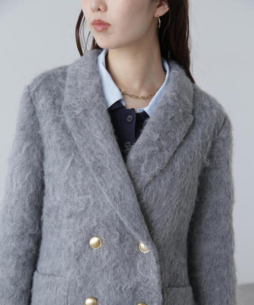 FREE'S MART（フリーズマート）の「◆〈ＭＦＭ〉シャギーダブルジャケット（テーラードジャケット・レディース・グレー/ベージュ・SMALL/MEDIUM）」の11枚目の写真