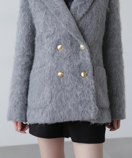 FREE'S MART（フリーズマート）の「◆〈ＭＦＭ〉シャギーダブルジャケット（テーラードジャケット・レディース・グレー/ベージュ・SMALL/MEDIUM）」の13枚目の写真