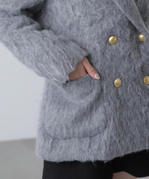 FREE'S MART（フリーズマート）の「◆〈ＭＦＭ〉シャギーダブルジャケット（テーラードジャケット・レディース・グレー/ベージュ・SMALL/MEDIUM）」の14枚目の写真