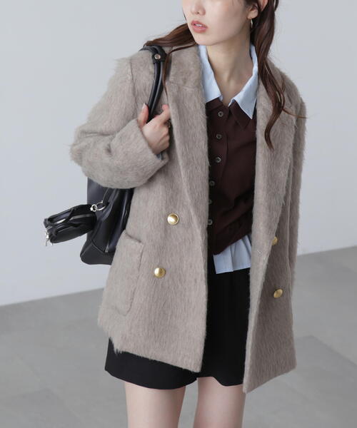 FREE'S MART（フリーズマート）の「◆〈ＭＦＭ〉シャギーダブルジャケット（テーラードジャケット・レディース・グレー/ベージュ・SMALL/MEDIUM）」の22枚目の写真