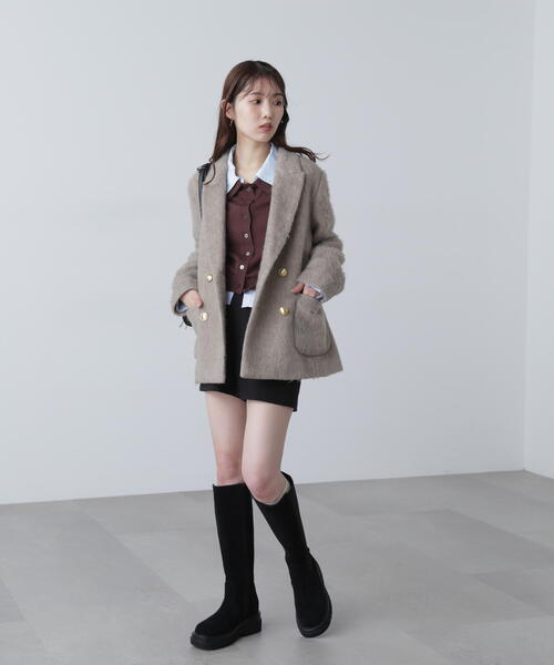 FREE'S MART（フリーズマート）の「◆〈ＭＦＭ〉シャギーダブルジャケット（テーラードジャケット・レディース・グレー/ベージュ・SMALL/MEDIUM）」の18枚目の写真