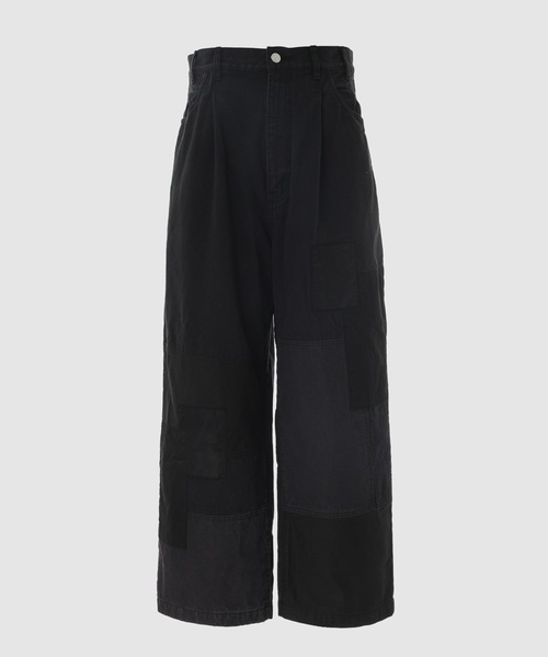 COTTON CANVAS PATCHWORK PANTS