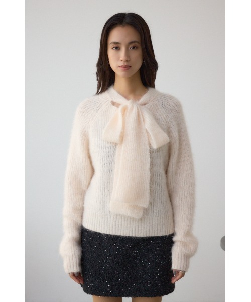 AZUL by moussy(アズールバイマウジー)の「ボウタイデザインニットトップス(ニット/セーター・レディース・グレー/アイボリー/ブラック・FREE)」の16枚目の写真