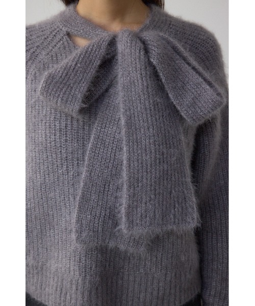 AZUL by moussy(アズールバイマウジー)の「ボウタイデザインニットトップス(ニット/セーター・レディース・グレー/アイボリー/ブラック・FREE)」の8枚目の写真