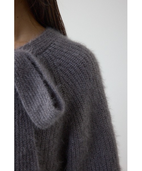 AZUL by moussy(アズールバイマウジー)の「ボウタイデザインニットトップス(ニット/セーター・レディース・グレー/アイボリー/ブラック・FREE)」の9枚目の写真