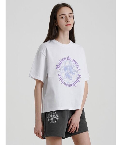 FABULOUS ARCHIVE（ファビュラスアーカイブ）の「ウィメンズ リリス リラックス クロップTシャツ ホワイトパープル(FCC2TS385W)（Tシャツ/カットソー・レディース・ホワイト・SMALL/MEDIUM）」の2枚目の写真