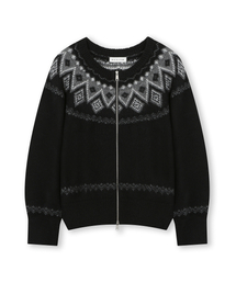 BESLOW（ビースロー）の「NORDIC KNIT CREW NECK ZIP-UP CARDIGAN BLACK（カーディガン/ボレロ）」