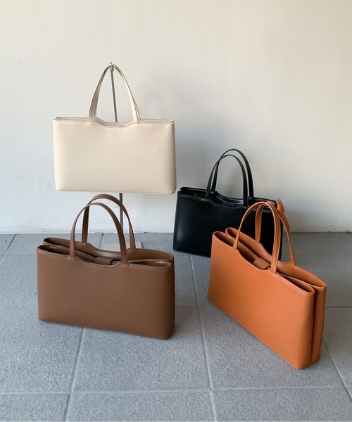 FINEnough(ファインナフ)の「光沢ハンドバッグ(ショルダーバッグ・レディース・ホワイト/ブラウン/キャメル/ブラック・FREE)」の5枚目の写真